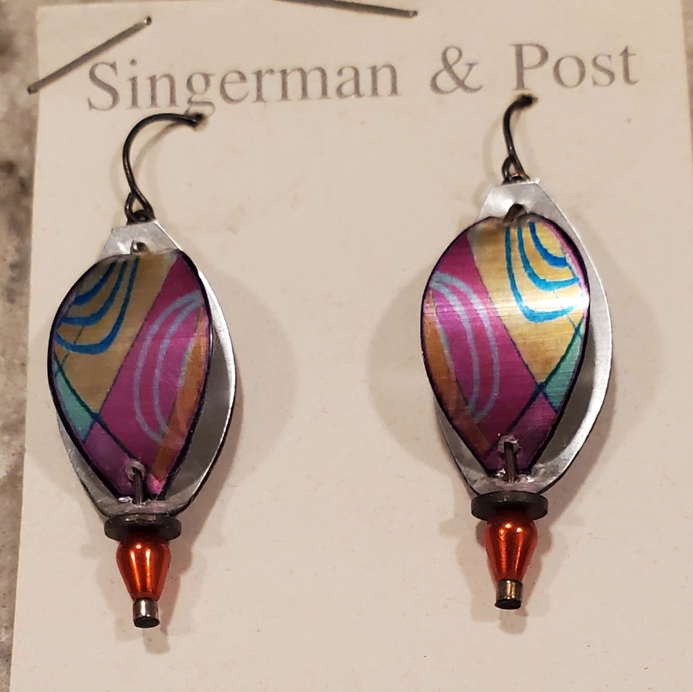Handcrafted Mylar And Metal Earrings